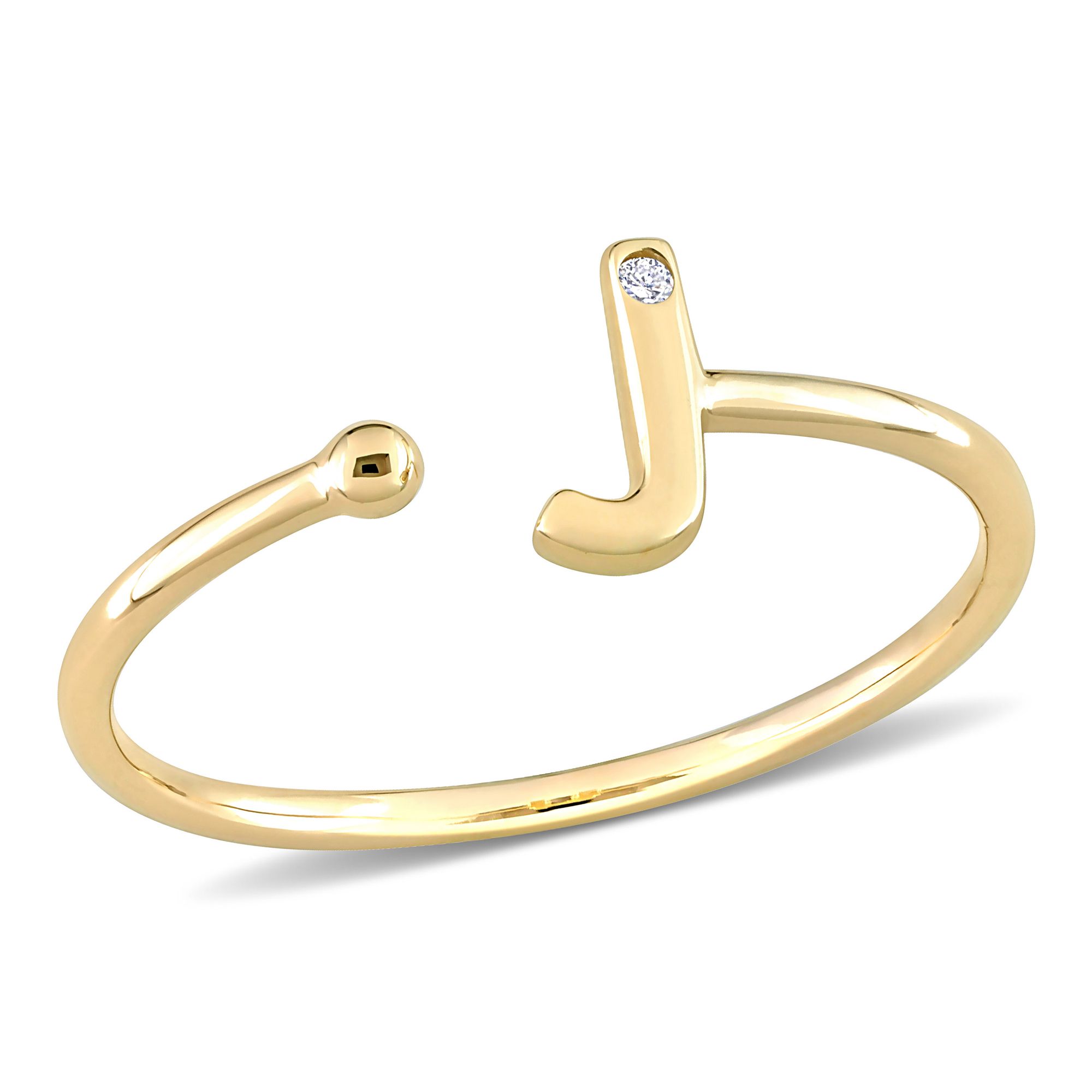 Yellow Gold Diamond Accent Initial J Open Ring - REEDS Jewelers